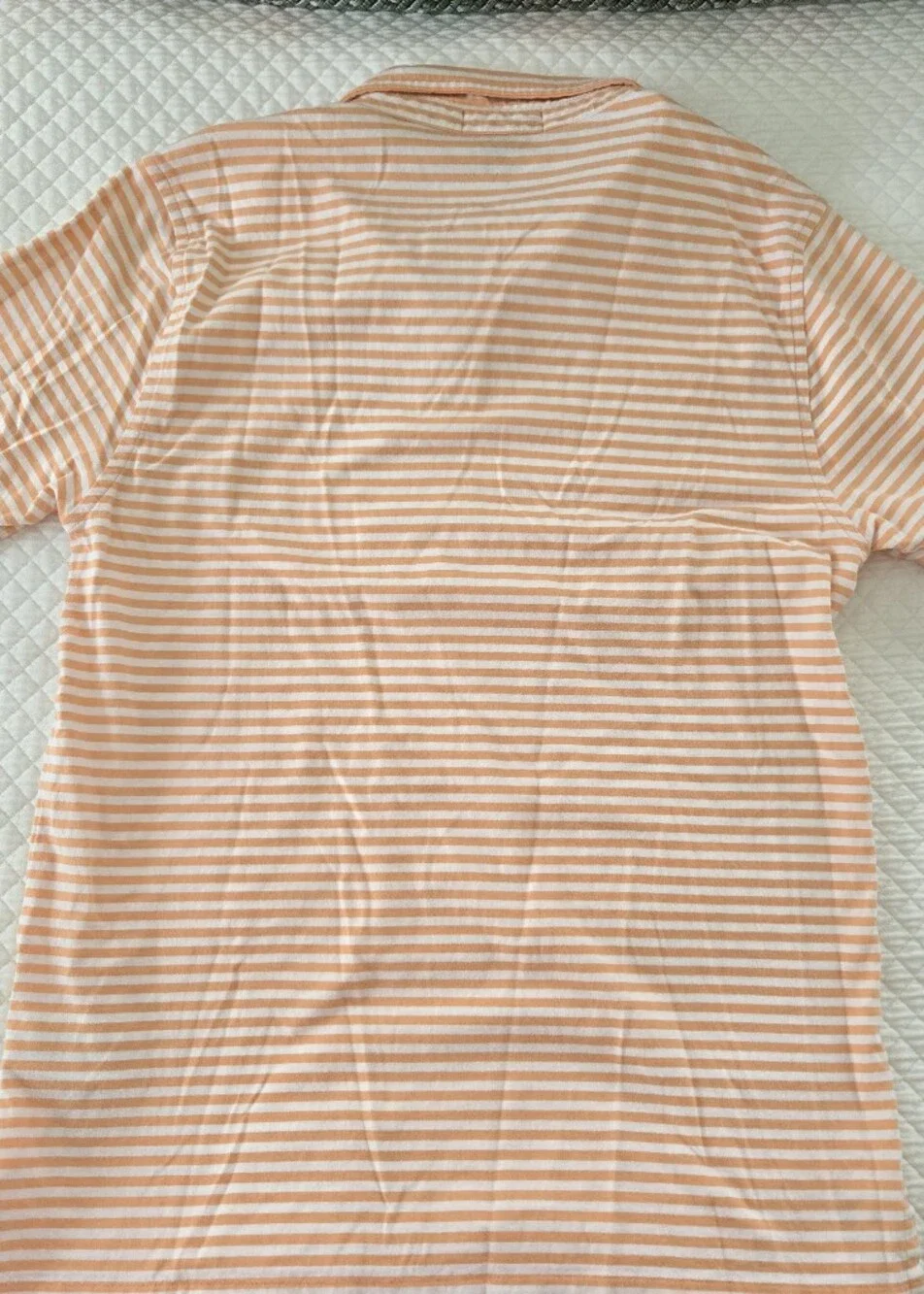 Ralph Lauren Polo Short Sleeve Striped Polo Shirt in Peach and White